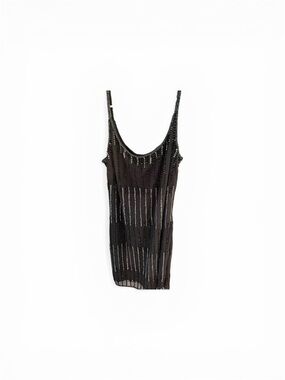 Adrianna Papell Beaded Black Sleeveless Cocktail Dress Gunmetal gray